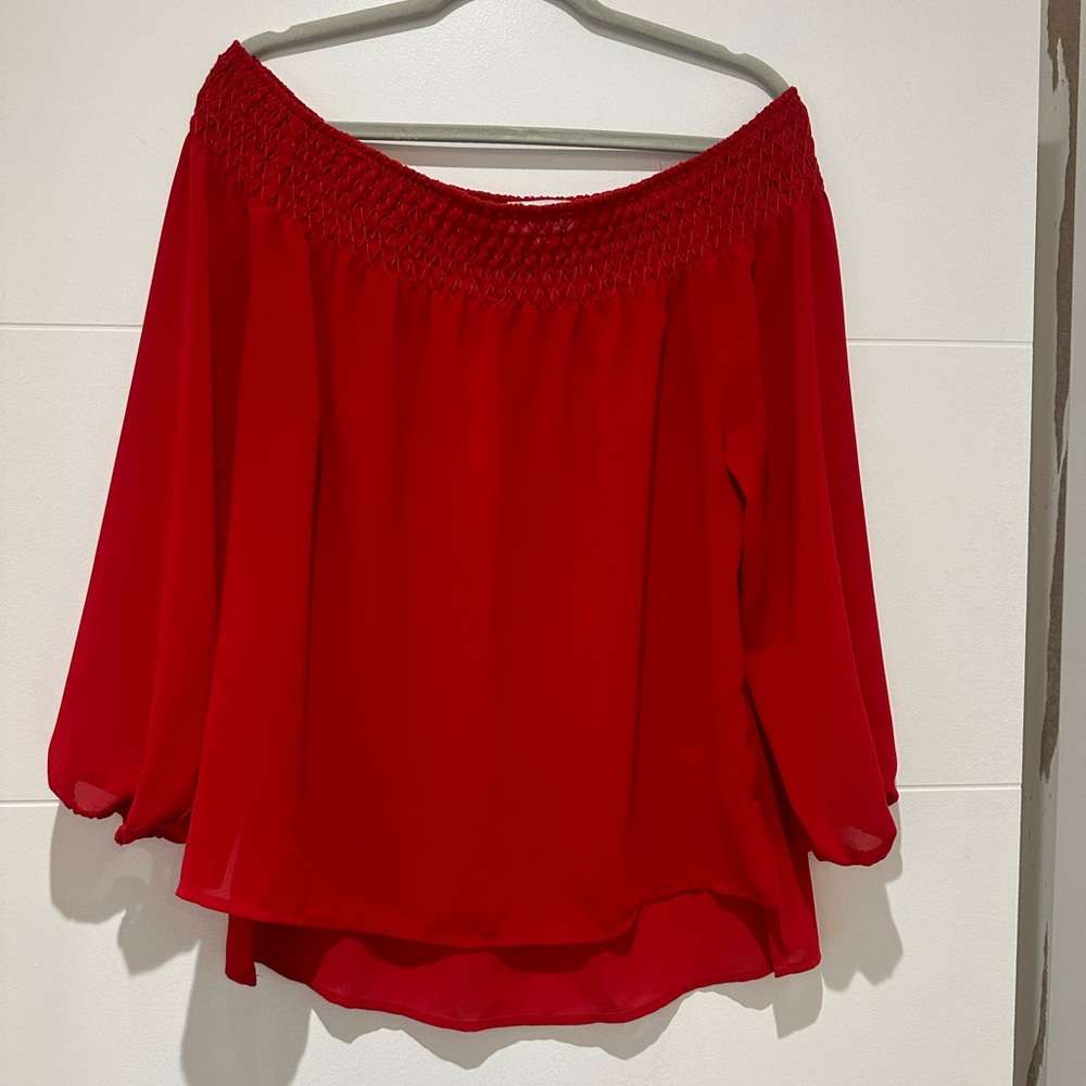 Women’s red off the shoulder blouse